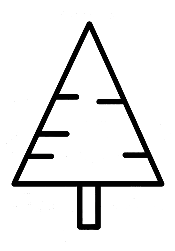 Simple outline drawing of a Christmas tree for coloring